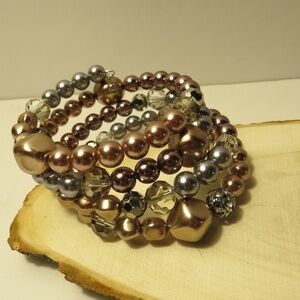 Costume Jewelry Memory Wire Two Tone Bracelet